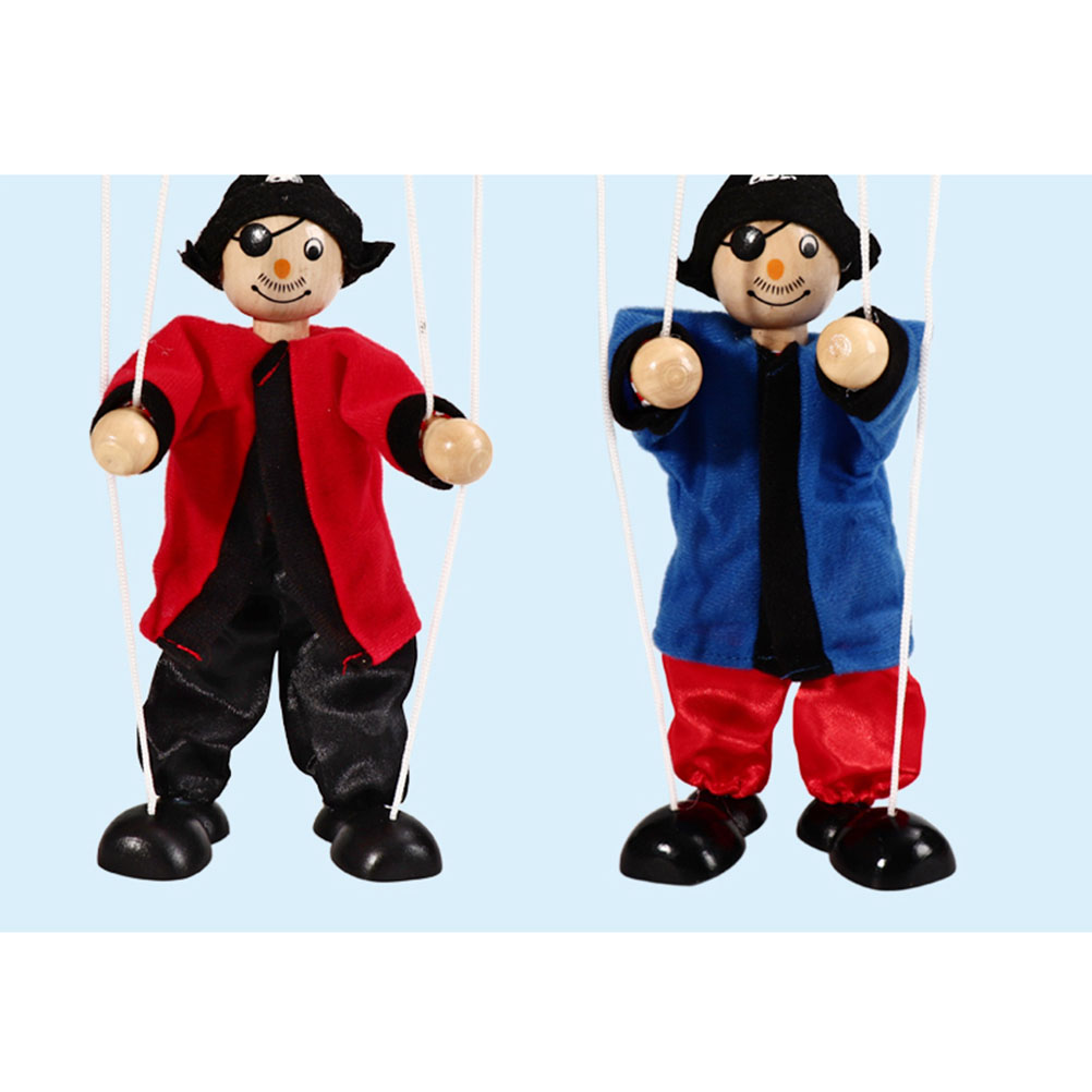 나무 해적 끈 인형 어린이 꼭두각시 장난감 인형 부모-자식 상호 작용 장난감 클래식, 무작위 색상 20